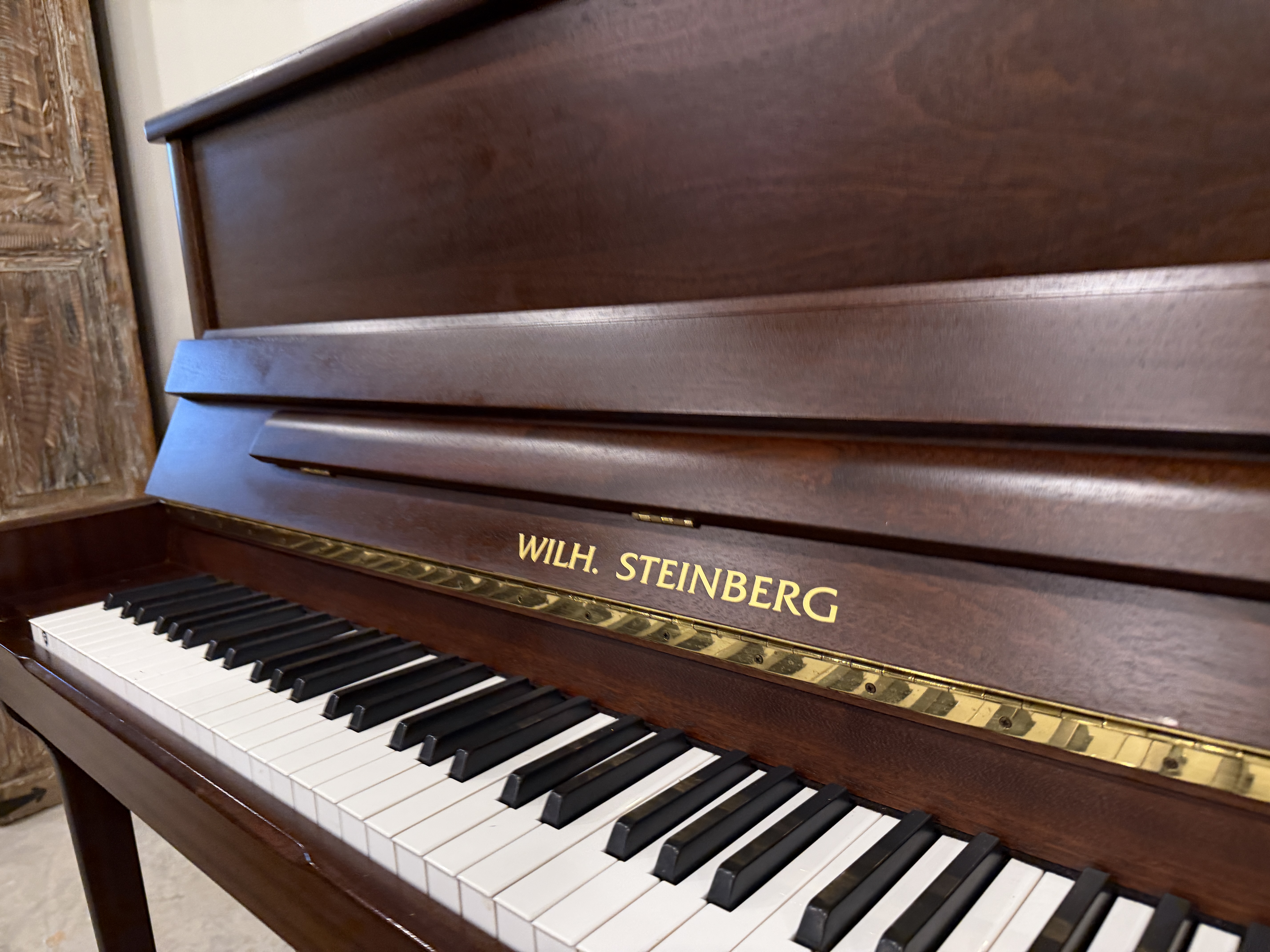 Wilhelm Steinberg Upright Piano in Mahogany – Gallery image – Roberts Pianos Houston