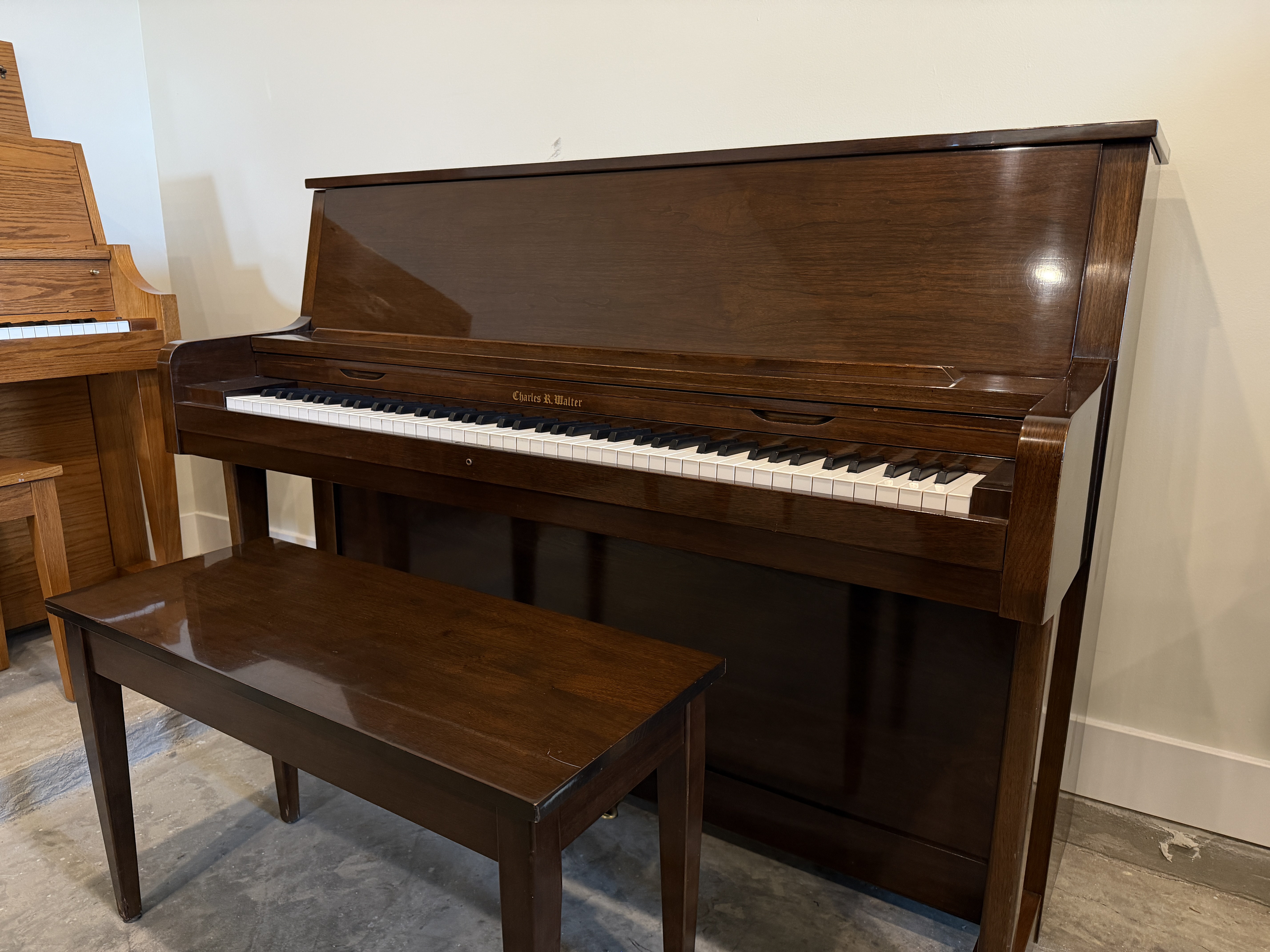 Charles Walter Upright Piano in Mahogany – Featured image – Roberts Pianos Houston